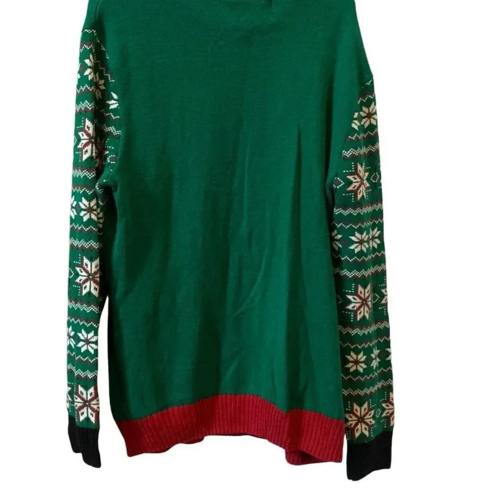 Ugly Christmas sweater, Santa large beer, mug, snowflakes size large - Picture 2 of 7